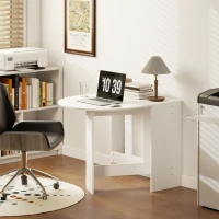 HOMCOM Table à manger pliante, table pliante cuisine ovale jusqu'à 6 personnes, pour petits espaces, salle à manger, blanc(m-8)