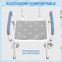 HOMCOM Tabouret de douche chaise de douche ergonomique hauteur réglable pieds antidérapants 56,5 x 53,5 x 87 cm blanc et gris(m-5)