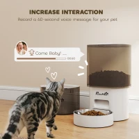 PawHut Automatyczny dyspenser karmy i 2,5 L dyspenser wody dla małych psów, kotów Biały(m-7)