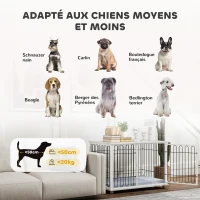 PawHut Cage pour chien caisse pour chien avec coussin pieds réglables pour chiens moyens jusqu'à 20 kg 90 x 58 x 62,5 cm gris(m-4)