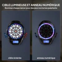 SPORTNOW Cible de Fléchettes Électronique Jeu de Fléchettes Électronique lumineuse écran LED surdimensionné rechargeable noir(m-4)