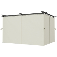 Outsunny Pergola de jardin exterieur 3 x 4 m, toit rétractable et rideaux, anti-UV UPF30+, pour barbecue, patio, terrasse, crème