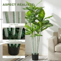 HOMCOM Plante artificielle calathea hauteur 150 cm pot ciment 53 feuilles - intérieur(m-4)