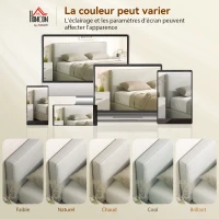 HOMCOM Tête de lit murale en lin, 140 x 60 cm, tête de lit suspendue rembourrée pour chambre à coucher, crème(m-7)