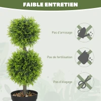 HOMCOM Lot de 2 plantes artificielles décoratives, boules de buis artificiel 60 cm avec pot, plastique, vert(m-6)