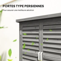 Outsunny Armoire de jardin remise pour outils sur pied étagère portes persiennes toit bitumé bois sapin 87L x 46,5l x 96,5H cm gris(m-4)