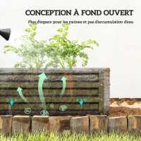 Outsunny Carré potager de jardin rectangulaire tôle d'acier ondulée 120 x 60 x 30,5 cm gris(m-5)