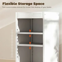 HOMCOM Mobilny regał na książki z regulowanymi półkami, 3-poziomowy wózek z górnym koszem, biały(m-5)