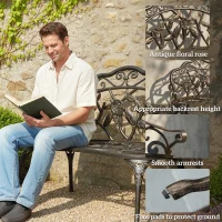 Outsunny Cast Aluminium Garden Bench - Bronze Tone(m-5)