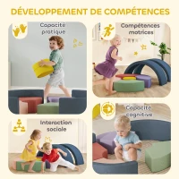 AIYAPLAY Parcours motricité bébé module motricité bébé 7 pièces avec housse lavable 107 x 107 x 30 cm multicolore(m-7)