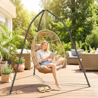 Outsunny Suporte para Cadeira Suspensa Triangular com Corrente Ajustável e Base Estável para Pátio e Jardim Carga 150 kg Preto(m-7)