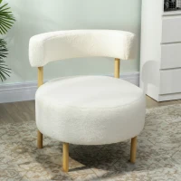 HOMCOM Canapé 1 place en tissu bouclette, fauteuil de salon rembourré avec dossier incurvé, assise large, 67x67x71cm, crème(m-10)