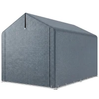 Outsunny Tente de garage 2,2 x 1,6 m étanche, tente de rangement avec porte enroulable, toit à pignon, armature en acier, résistante aux UV, gris foncé(m-1)