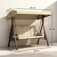 Outsunny Three-Seater Garden Swing Chair - Brown(m-3)