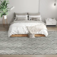 HOMCOM Tapis salon 230 x 160 cm cm poils courts lavable en machine hypoallergénique pour salon, chambre à coucher, bureau, gris(m-10)