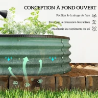 Outsunny Lot de 2 Carrés potagers de jardin, 135 x 90 x 30 cm, jardinière en acier galvanisé avec bordures en caoutchouc, vert(m-8)