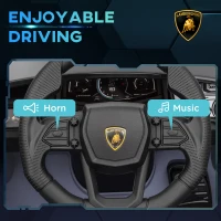 AIYAPLAY Lamborghini Revuelto Licensed Kids Electric Car with Butterfly Doors, 12V Ride on Car with Training Wheels, Suspension, Remote Control, LED Lights Music Horn, for 3-5 Years Grey(m-7)