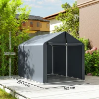 Outsunny Tienda de garaje 2,2 x 1,6 m Impermeable Tienda para herramientas con puerta enrollable Techo a dos aguas Estructura de acero, resistente a UV Gris oscuro(m-3)