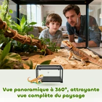 PawHut Terrarium en verre pour reptile enclos pour hamster 86 L ventilation supérieure porte coulissante 50,8x30,5x35,6cm noir(m-8)