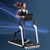 HOMCOM Tapis de course électrique pliable 1-12 km/h 400 W tapis roulant écran LED support de téléphone bande extra-large antidérapant acier PP ABS 147 x 74 x 125 cm noir(m-10)