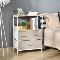 HOMCOM Commode meuble de rangement avec 3 tiroirs tissus, étagère et plateau supérieur, 58L x 29P x 81,5H cm(m-10)