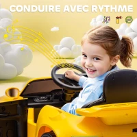AIYAPLAY Voiture électrique enfants, véhicule électrique 12V, télécommande 2,4G, phares, musique, klaxon, 103 x 55 x 44 cm, jaune(m-8)