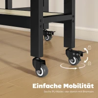 HOMCOM Klapptisch, Tisch mit Klappfunktion und offener Ablage, Rollbarer Küchentisch für Esszimmer, kleine Räume, Natur(m-5)