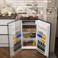 HOMCOM Réfrigérateur congélateur petit réfrigérateur 91 L étagères modulables design sous-comptoir 47,5 x 44,2 x 84 cm noir(m-7)