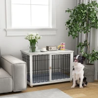 PawHut Cage pour chien caisse pour chien avec coussin pieds réglables pour chiens moyens jusqu'à 20 kg 90 x 58 x 62,5 cm gris(m-10)