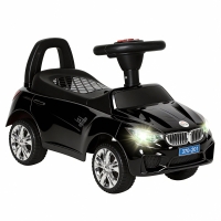 HOMCOM Carro Andador para Crianças com Faróis Música Buzina Volante Compartimento de Armazenamento 63,5x28x36 cm Preto