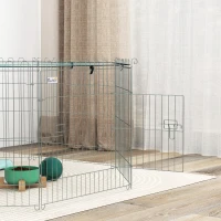 PawHut Parque para perros, corral 8 paneles con techo, modulable y plegable, corral portátil 60H cm con puerta argent vert(m-5)