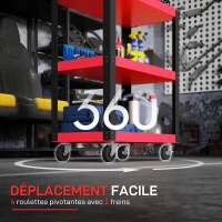 HOMCOM Chariot d'atelier servante atelier à 3 niveaux, poignée latérale et roulettes verrouillables, 70,5x35x82,5cm, rouge(m-5)