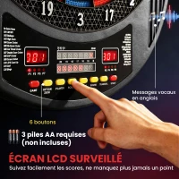 SPORTNOW Jeu de fléchettes électronique avec embouts souples, doubles écrans LED, 33 jeux, 202 variations, jusqu'à 8 joueurs(m-5)
