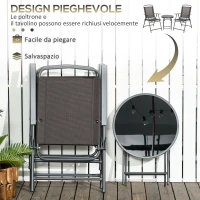 Outsunny Set da Giardino 3 Pezzi con 2 Sedie 53.5x64x93 cm e Tavolino da Caffè Ø45x50 cm, in Metallo, Marrone(m-4)