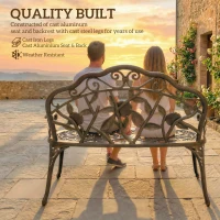 Outsunny Cast Aluminium Garden Bench - Bronze Tone(m-4)