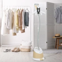 HOMCOM Défroisseur vapeur vertical 1800 W 36 g/min, steamer autonomie 50 min, réservoir d'eau de 1,8 L, 32 x 32 x 32 cm, or(m-10)