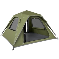Outsunny Pop Up Tent 3000mm Waterproof Camping Tents with Mesh Windows 3-4 People Green