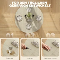 HOMCOM Klapptisch, Tisch mit Klappfunktion und offener Ablage, Rollbarer Küchentisch für Esszimmer, kleine Räume, Natur(m-6)
