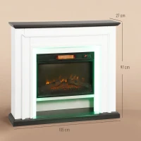 HOMCOM Cheminée électrique 1800W, fausse cheminée décorative lumières LED RGB, effet flamme, manteau, 105 x 27 x 97 cm, noir(m-3)