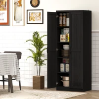 HOMCOM Buffet cuisine, meuble cuisine rangement avec double porte et 2 étagères réglables, 60 x 40 x 160 cm, noir(m-10)
