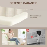 HOMCOM Canapé 3 places en velours côtelé 230 cm, canapé moderne, pas de montage nécessaire, beige(m-5)