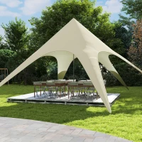 Outsunny Tente de jardin XXL en étoile bâche anti-pluie voile d'ombrage 10 x 10 x 4 m polyester haute densité 210D beige(m-10)