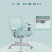 Vinsetto Fotel biurowy, ergonomiczny fotel obrotowy z regulacją wysokości, 55 x 48 x 82,5-94,5 cm, zielony(m-5)