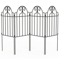 Outsunny Conjunto de 4 Cercas de Jardim Metálicas 125x57 cm com Design Arqueado Resistente e Fácil de Instalar para Pátio Relva Preto