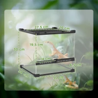 PawHut Reptile Glass Terrarium, Reptile Vivarium with Front Ventilation, Escape-Proof Knob Lock, Glass Enclosure for Lizards, Horned Frogs, Snakes, 30 x 30 x 30 cm, Black(m-3)