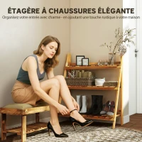 Outsunny Étagère à plantes en bois forme pyramidale échelle pliante avec 3 étagères 80 x 37 x 93 cm marron(m-7)