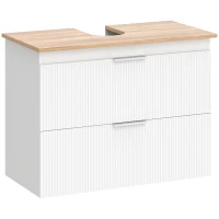 HOMCOM Armário Inferior para Banheiro Armário de 80 cm com Duas Gavetas Grandes para Pia com ou sem Coluna Branco(m-1)