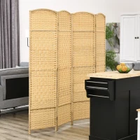 HOMCOM Paravent intérieur en bois 4 panneaux séparateur de pièce pliable pour salon chambre 180 x 180 cm bois naturel(m-10)