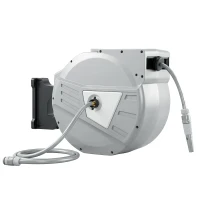 Outsunny Tambur furtun de perete 40+2 m x Ø 15mm, tambur pentru furtun de apă retractabil automat pivotant la 180°, Gri(m-7)