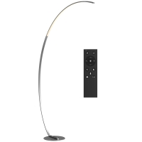 HOMCOM Lampadaire arc LED, lampadaire sur pied salon dimmable 30 W, télécommande magnétique, 120 x 27 x 172 cm, argent